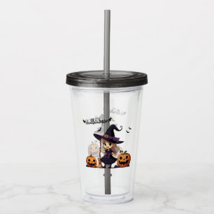 Niedliche Halloween-Hexe Acryltrinkbecher