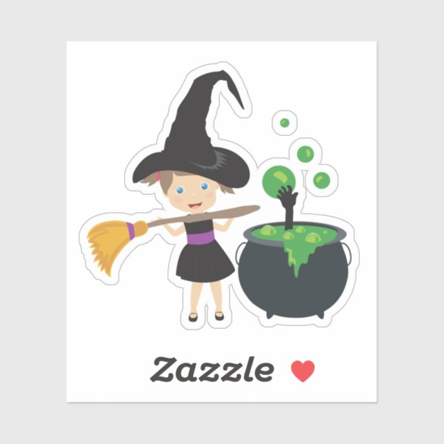 Niedliche Halloween-Hexe Aufkleber (Blatt)