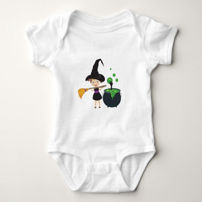 Niedliche Halloween-Hexe Baby Strampler (Vorderseite)