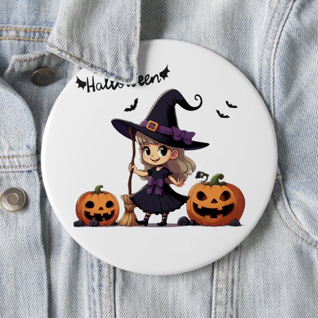 Niedliche Halloween-Hexe Button (Beispiel)