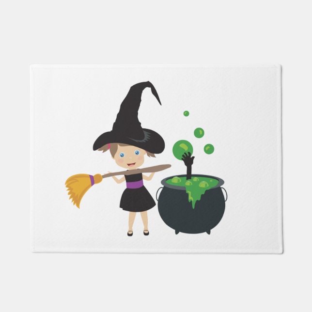 Niedliche Halloween-Hexe Fußmatte (Vorderseite)