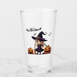 Niedliche Halloween-Hexe Glas