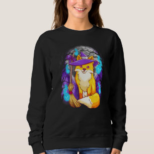 Niedliche Halloween-Hexe mit Mond und Baum Silhou Sweatshirt