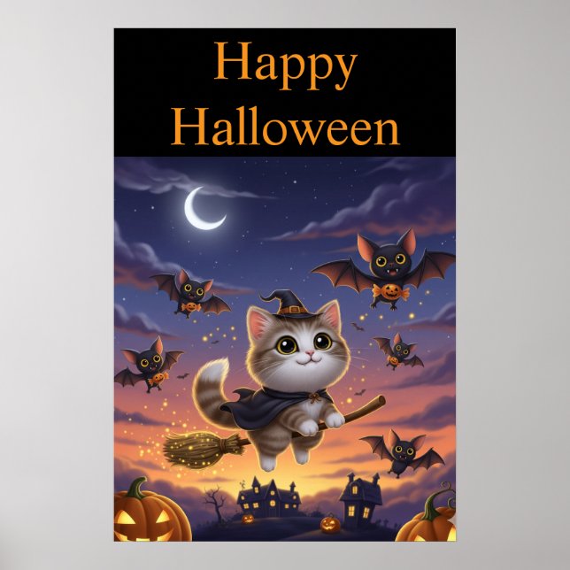 Niedliche Halloween-Hexe Poster (Vorne)