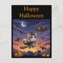 Niedliche Halloween-Hexe Postkarte