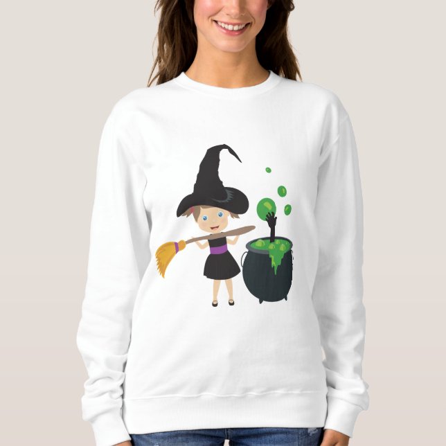 Niedliche Halloween-Hexe Sweatshirt (Vorderseite)