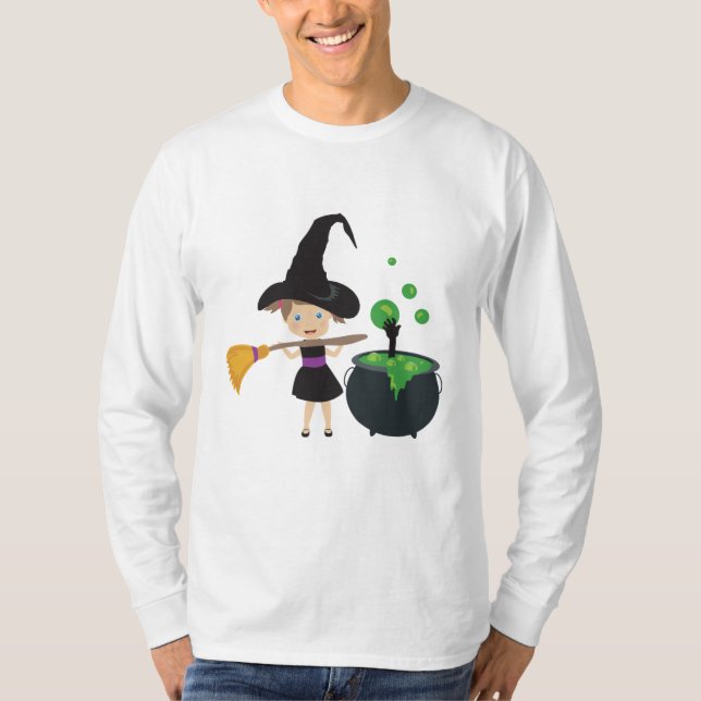 Niedliche Halloween-Hexe T-Shirt (Vorderseite)