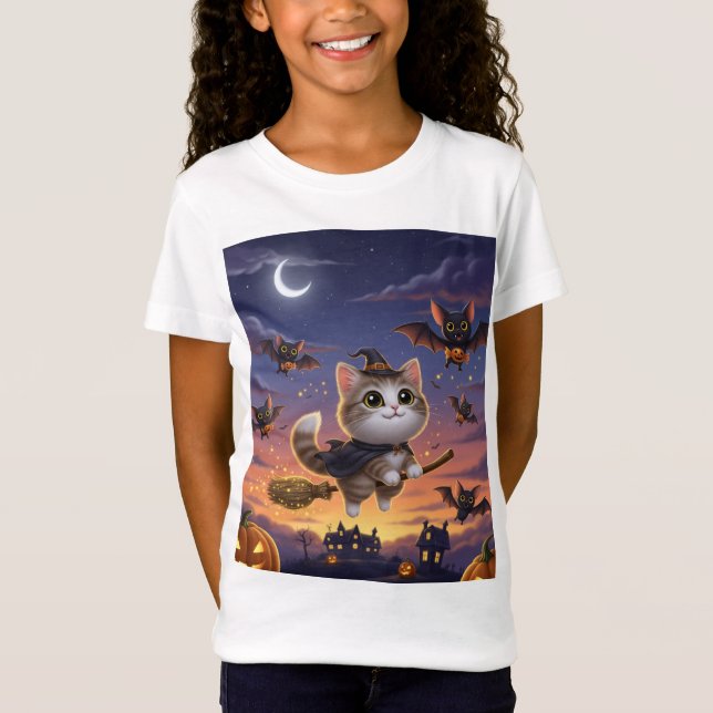Niedliche Halloween-Hexe T-Shirt (Vorderseite)