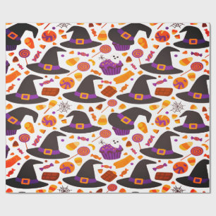 Niedliche Halloween Hexen Candy Pumpkins Geschenkpapier