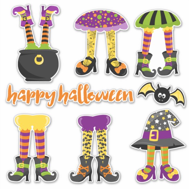 Niedliche Halloween Hexen Legs Contour Aufkleber (Vorderseite)