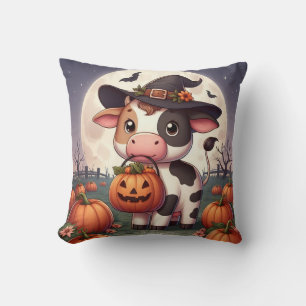 Niedliche Halloween-Hexenkuh Kissen