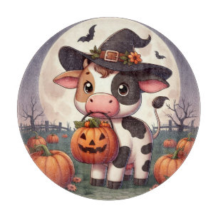 Niedliche Halloween-Hexenkuh Schneidebrett