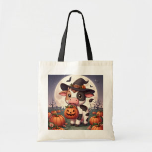 Niedliche Halloween-Hexenkuh Tragetasche