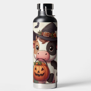 Niedliche Halloween-Hexenkuh Trinkflasche