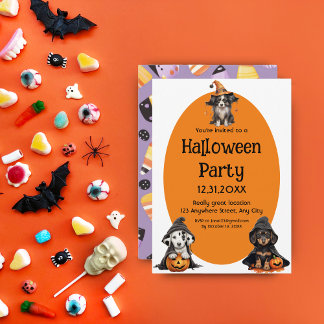 Niedliche Halloween-Hunde Einladung