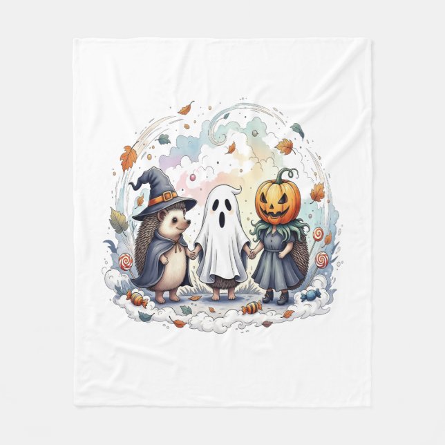 Niedliche Halloween-Igel Kostüm Fleecedecke (Vorderseite)