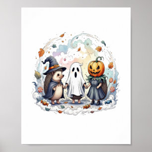Niedliche Halloween-Igel Kostüm Poster