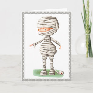 Niedliche Halloween-Karte mit einem Jungen in eine Karte