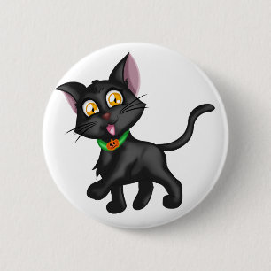 Niedliche Halloween-Katze Button