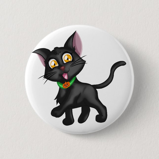 Niedliche Halloween-Katze Button (Vorderseite)