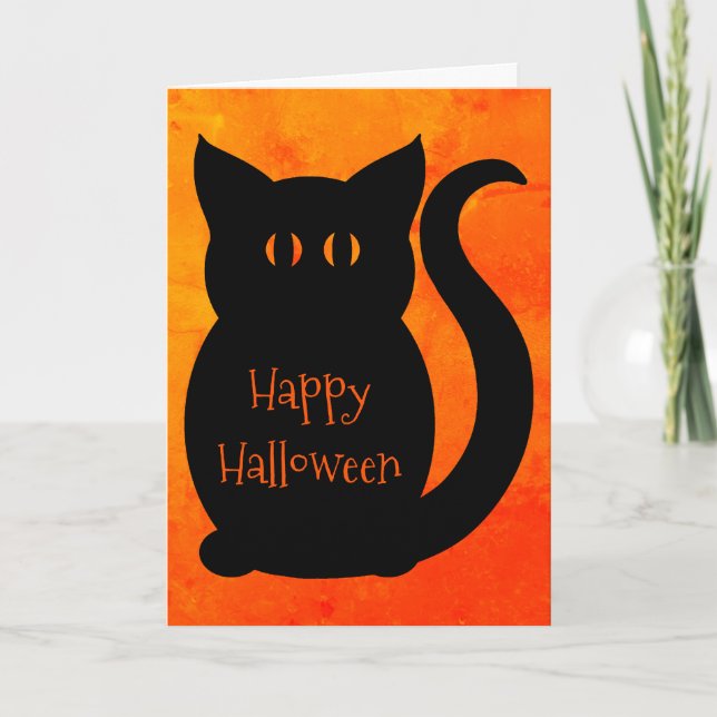 Niedliche Halloween-Katze Karte (Vorderseite)