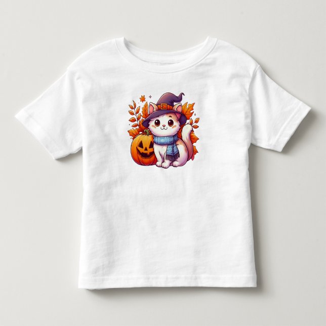 Niedliche Halloween-Katze Kleinkind T-shirt (Vorderseite)