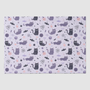 Niedliche Halloween-Katze lila Seidenpapier