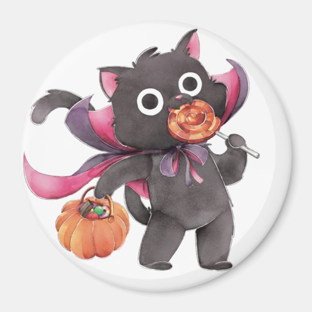 Niedliche Halloween-Katze Magnet (Vorne)