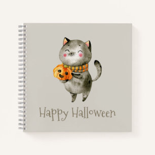Niedliche Halloween-Katze mit Pumpkin Notizbuch