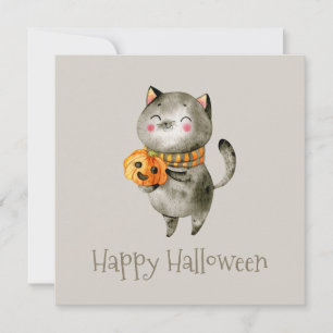 Niedliche Halloween-Katze mit Pumpkin  Party Einla Einladung