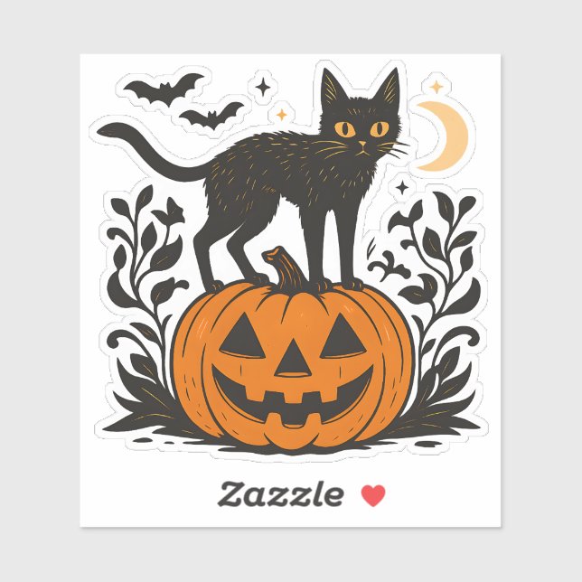 Niedliche Halloween-Katze pur Aufkleber (Blatt)