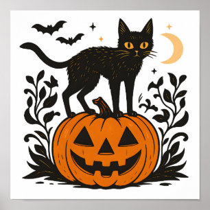 Niedliche Halloween-Katze pur Poster