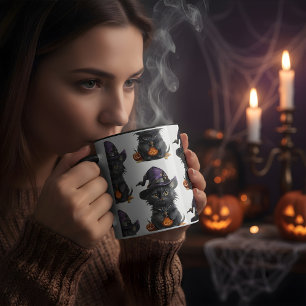 Niedliche Halloween-Katze zu Halloween-Kostümgesta Tasse