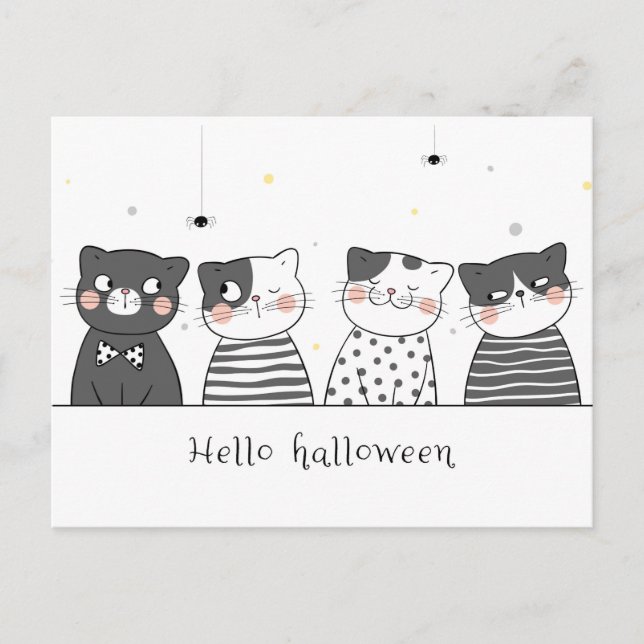 Niedliche Halloween-Katzen Postkarte (Vorderseite)