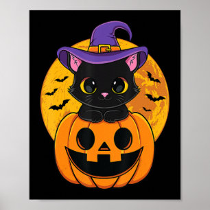 Niedliche Halloween-Katzenjacke, Kürbiskürbis für Poster