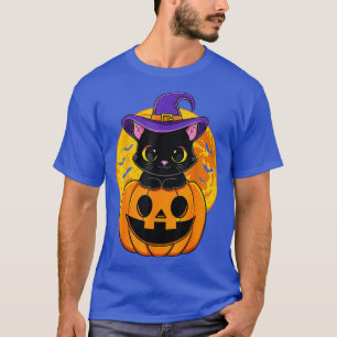 Niedliche Halloween-Katzenjacke, Kürbiskürbis für  T-Shirt