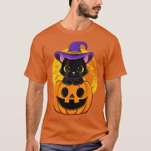 Niedliche Halloween-Katzenjacke, Kürbiskürbis für  T-Shirt