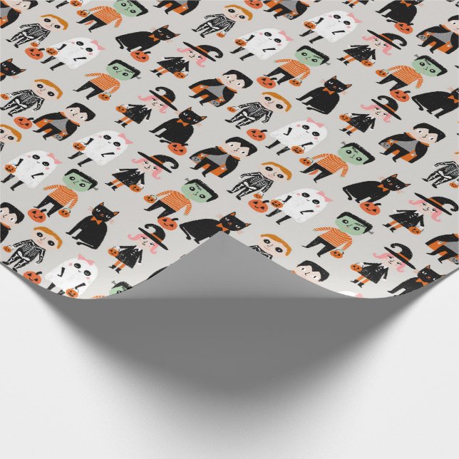 Niedliche Halloween Kids Illustration Geschenkpapier (Ecke)