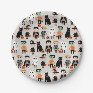 Niedliche Halloween Kids Illustration Pappteller