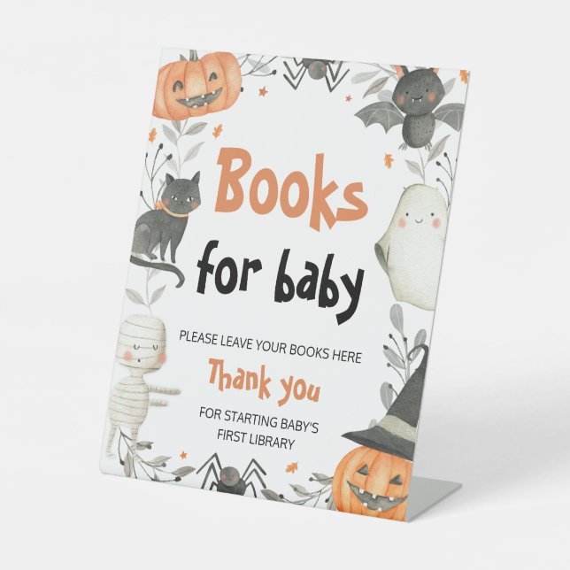 Niedliche Halloween-Kinderduschbücher Sockelschild (Vorderseite)