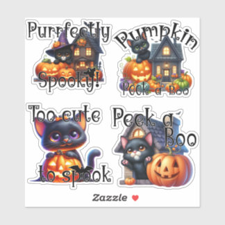Niedliche Halloween-Kitten mit Pumpkins-Aufkleber Aufkleber