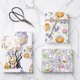 Niedliche Halloween-Kostüme Leckereien Geschenkpapier Set