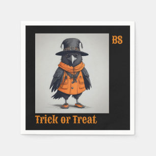 Niedliche Halloween-Krähe in verschleierter Form   Serviette