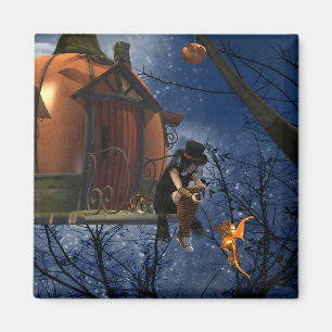 Niedliche Halloween-Kreaturenbegegnung Magnet