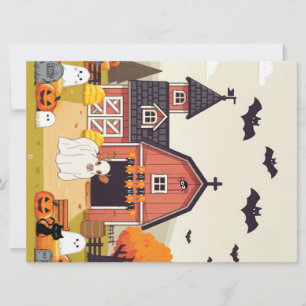 Niedliche Halloween-Kuh Feiertagskarte