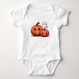 Niedliche Halloween-Kürbis und Geist in Wasserfarb Baby Strampler