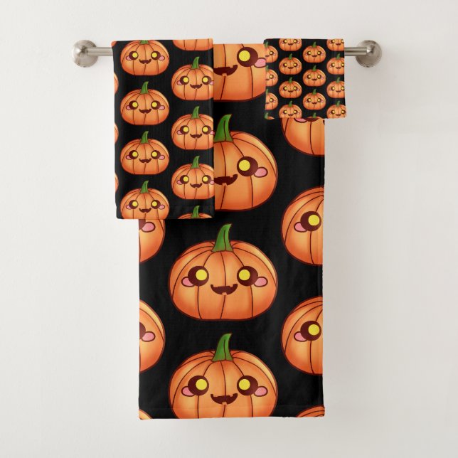 Niedliche Halloween-Kürbislaterne Badhandtuch Set (Insitu)