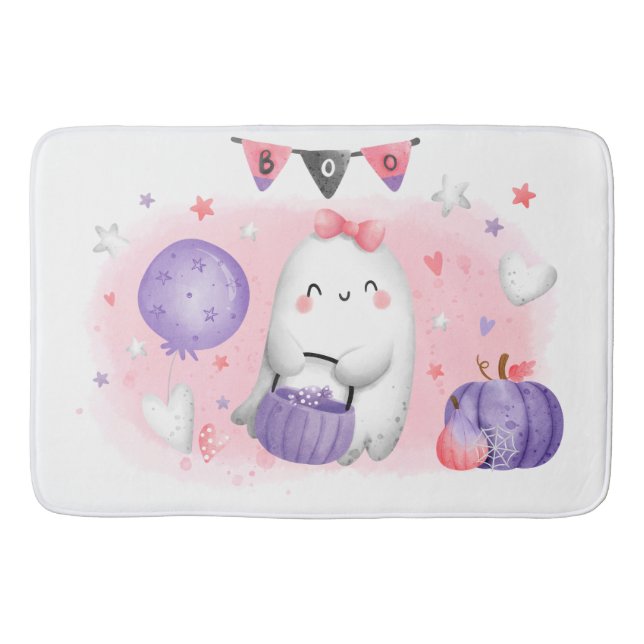 Niedliche Halloween Little Boo Girl Ghost Bath Mat Badematte (Vorderseite)