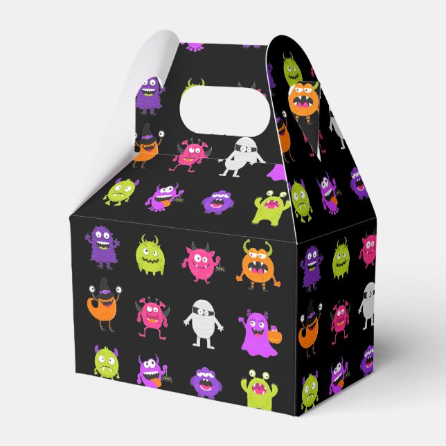 Niedliche Halloween-Monster auf schwarz Geschenkschachtel (Vorderseite)