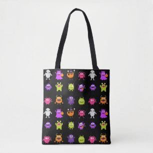 Niedliche Halloween-Monster auf schwarz Tasche